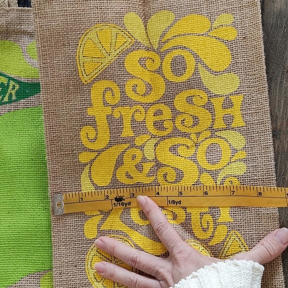 NEW Trader Joe's Lemon Jute Tote Bag SET 2 - Picture 8 of 10